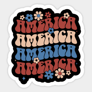 american groovy 4th july America retro patriotic USA Sticker